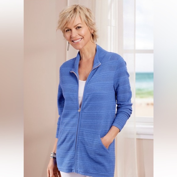 Soft Surroundings Cactus Wren Sweater in Amparo Blue - Picture 14 of 14